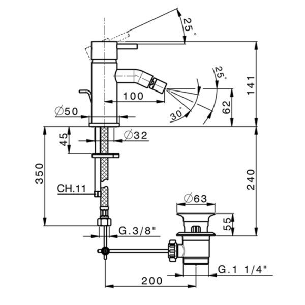 Смеситель для биде Cisal Less LN00055021