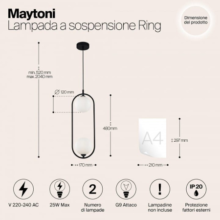 Подвесной светильник Maytoni Круг MOD013PL-02B