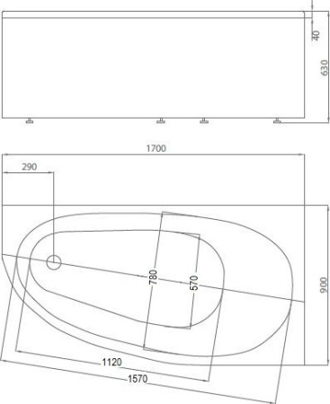 Акриловая ванна Aquatek Дива 170x90 см DIV170-0000003, белый