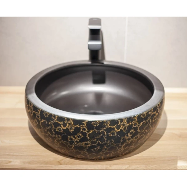 Раковина-чаша CeramaLux J2030 41x41 см, накладная, черный/коричневый