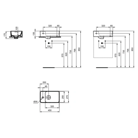 Раковина 45x27 см Ideal Standard Strada II T299501