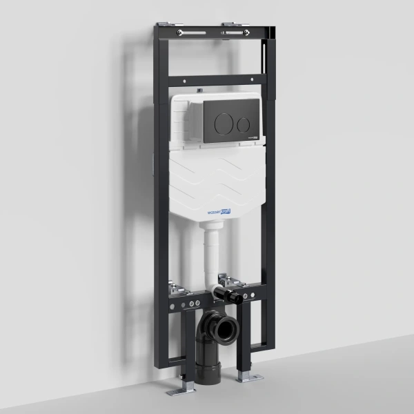 Инсталляция для унитаза WasserKRAFT Dinkel 58 58TLT.010.ME.MB02 с кнопкой смыва, черный матовый