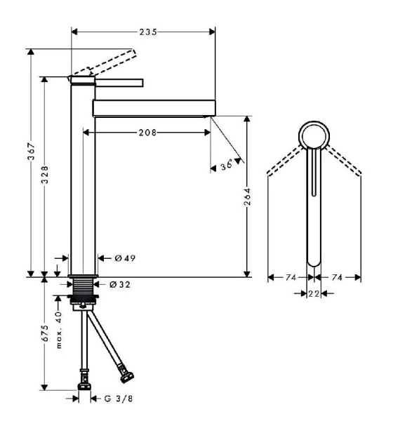 Смеситель для раковины hansgrohe Finoris 76070000 глянцевый хром