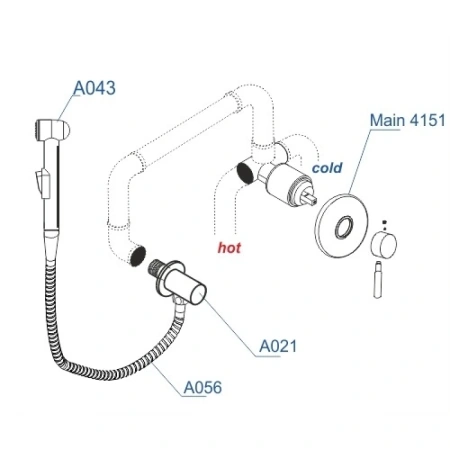 Гигиенический душ WasserKRAFT A14156 со смесителем, хром