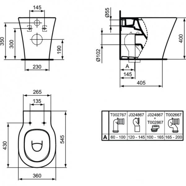 Приставной унитаз Ideal Standard Connect Air AquaBlade E0042V3