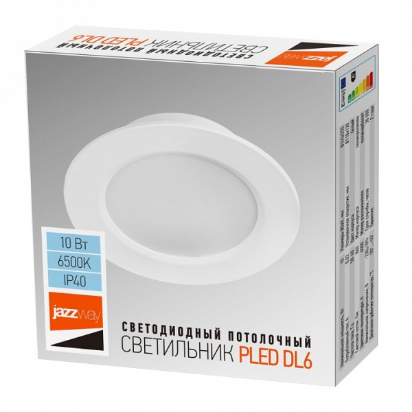 Встраиваемый светильник Jazzway  PLED DL6 10w 6500K WH IP40