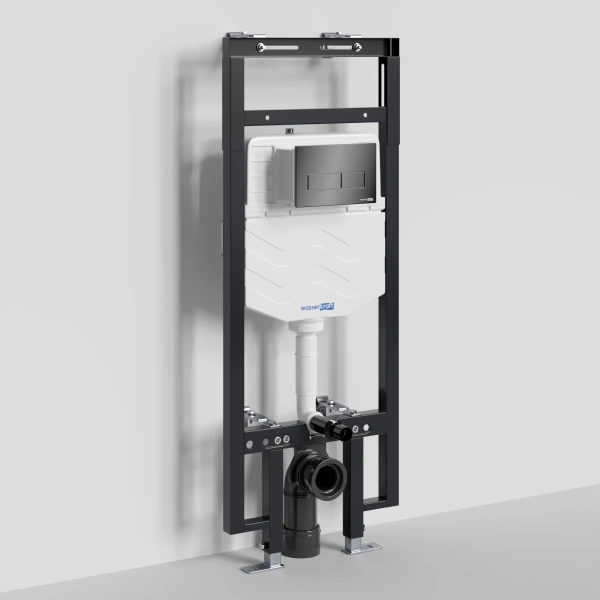 Инсталляция для унитаза WasserKRAFT Dinkel 58 58TLT.010.ME.PB03 с кнопкой смыва, черный глянец