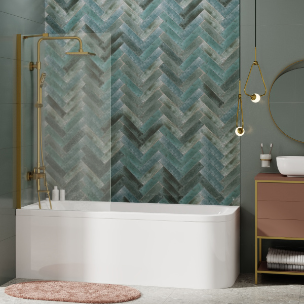 Шторка на ванну WasserKRAFT Aisch 55P 55P01-80 Fixed матовое золото