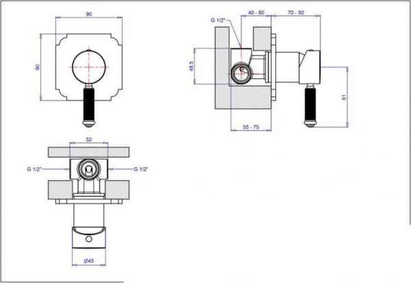 Смеситель для душа Cezares Olimp OLIMP-DIM2-03/24-L