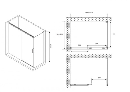 Душевой уголок Abber Komfort 120x90 AG93120-S92