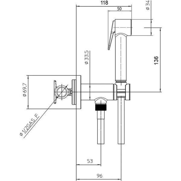 Гигиенический душ Bossini Paloma Brass Mixer Set E37007B.073 со смесителем