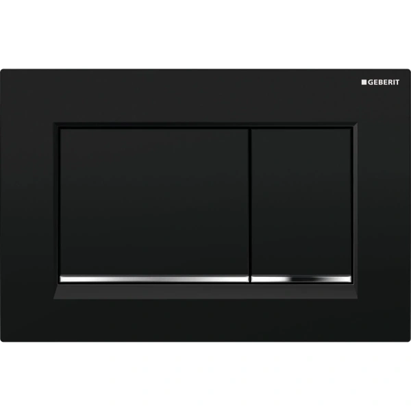 Инсталляция для унитаза Geberit Duofix Sigma 30 111.300.00.5 + 111.815.00.1 + 115.883.KM.1 с кнопкой смыва, черный глянец/хром/черный глянец
