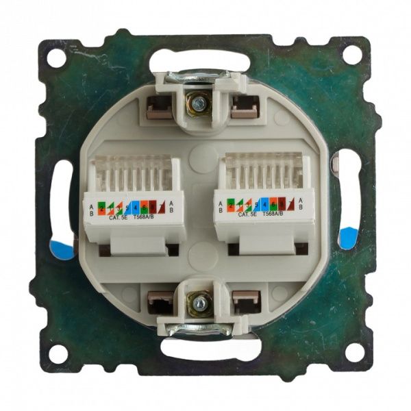 Розетка двойная Ethernet RJ-45 без рамки Stekker Катрин 50004