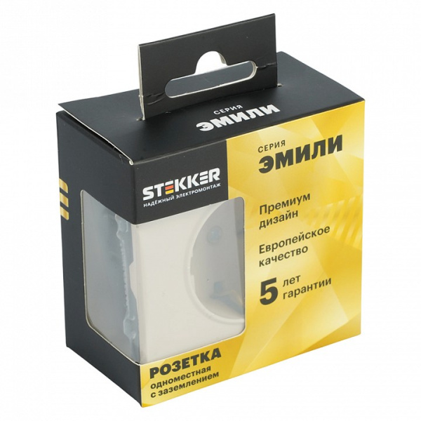 Розетка с заземлением и со шторкой, без рамки Stekker Эмили 49906
