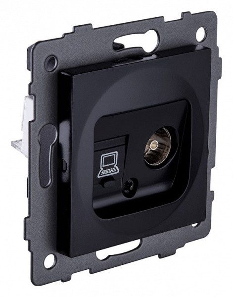 ТВ-розетка и розетка Ethernet RJ-45 без рамки Kollinger  REA-021BK