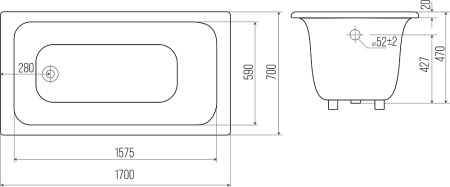 Чугунная ванна Goldman Comfort CF17070, 170x70 см