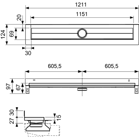 Дренажный канал Tece Drainline 601201