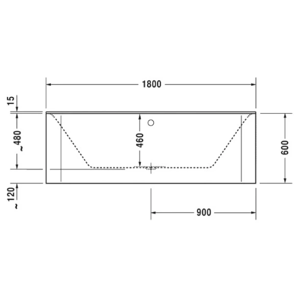 Акриловая ванна 180x80 см Duravit P3 Comforts 700381000000000