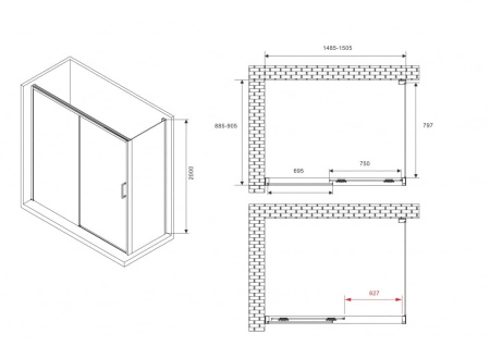Душевой уголок Abber Komfort 150x90 AG93150-S92
