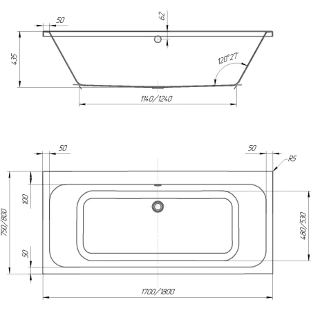 Акриловая ванна Aquatek Мия MIY180-0000012 180x80 см, белый