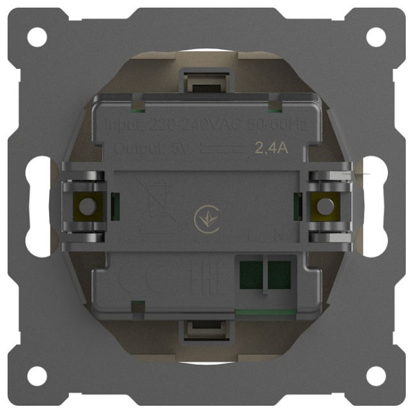 Розетка 2хUSB type A без рамки Elbi Eleсtriс Zena Vega 609-012500-143