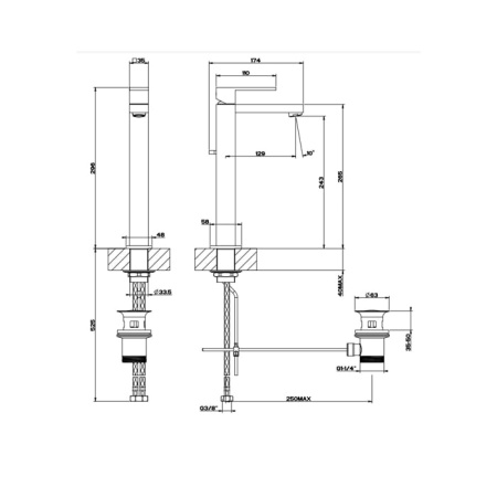 Смеситель для раковины Gessi Rettangolo 11921#299 черный матовый