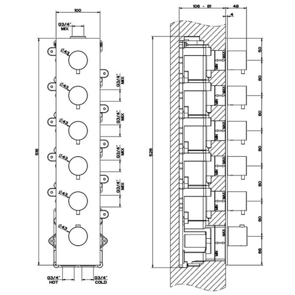 Смеситель для душа Gessi 316 54520#707 черный матовый