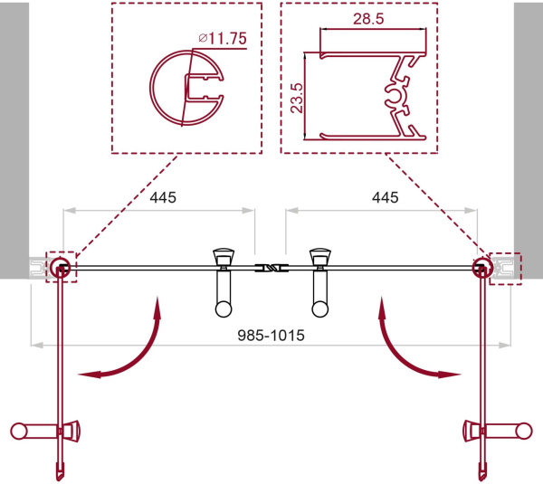 Душевая дверь в нишу BelBagno Uno UNO-B-2-100-P-Cr