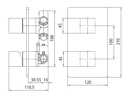 Внешняя часть термостата Bossini Cube Z00062.030