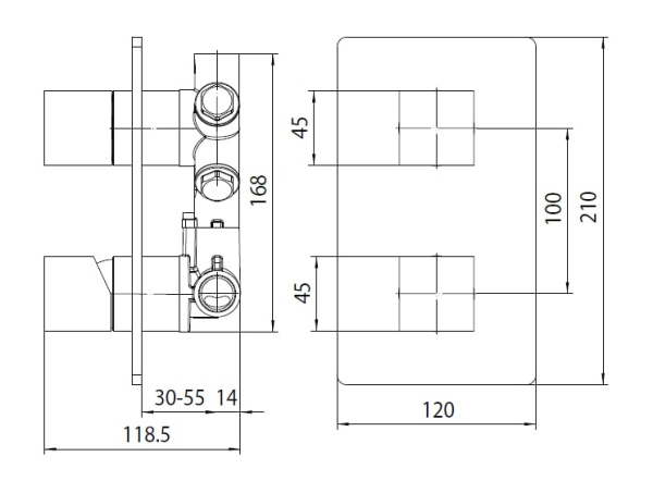 Внешняя часть термостата Bossini Cube Z00062.030