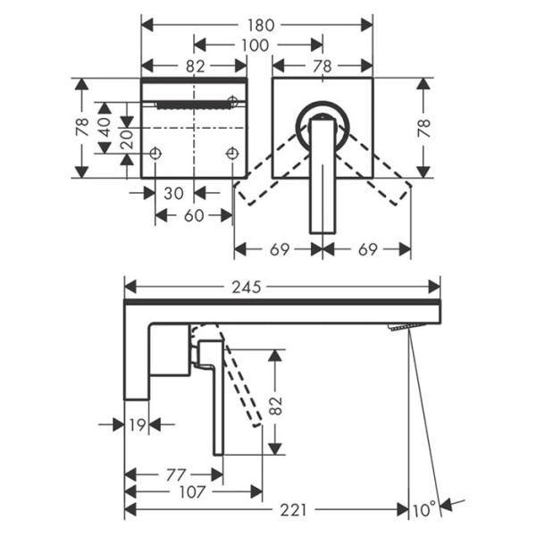 Смеситель для раковины Axor MyEdition 47060600 хром/черное стекло