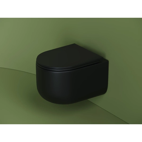 Унитаз подвесной Ceramica Nova Ulma CN4006MB безободковый, с сиденьем микролифт, черный матовый