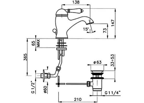 Смеситель для раковины Nicolazzi El Capitan 3402BZ75