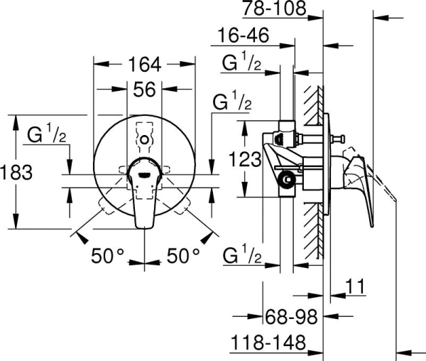 Смеситель для ванны Grohe BauFlow 29113000