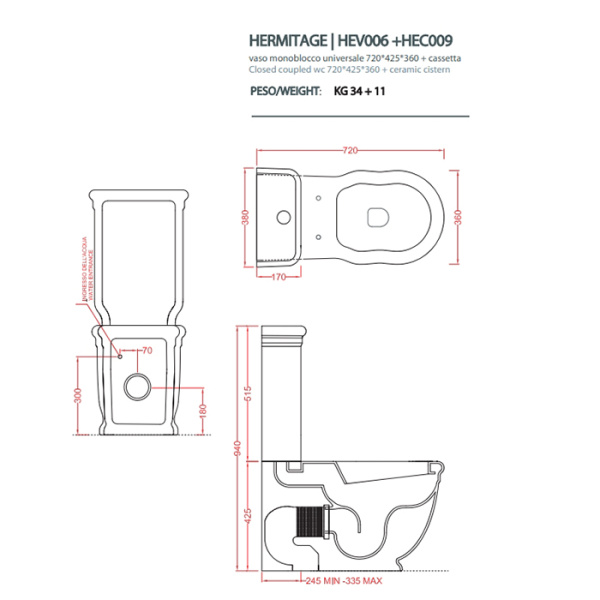 Чаша напольного унитаза Artceram Hermitage HEV006 01 00