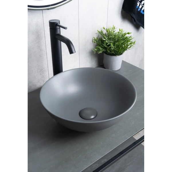 Раковина-чаша GID 9081gnm 36x36 см, накладная, серый матовый
