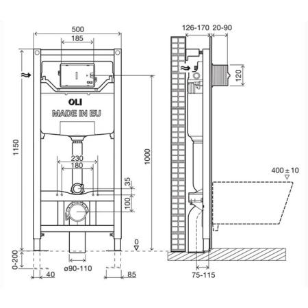 Инсталляция для унитаза OLI 120 Plus Hydroboost 878846