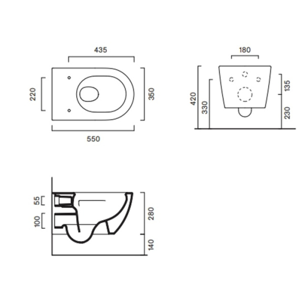 Подвесной унитаз Catalano Sfera 0511550023 цемент матовый