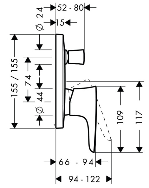 Смеситель для ванны hansgrohe PuraVida 15445400