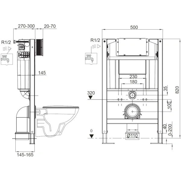Инсталляция для унитаза Kludi Unifix 79100