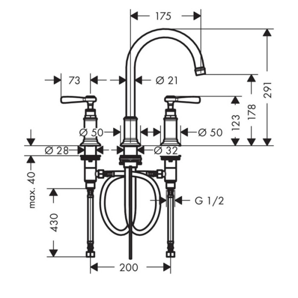 Смеситель для раковины Axor Montreux 16514820 шлифованный никель