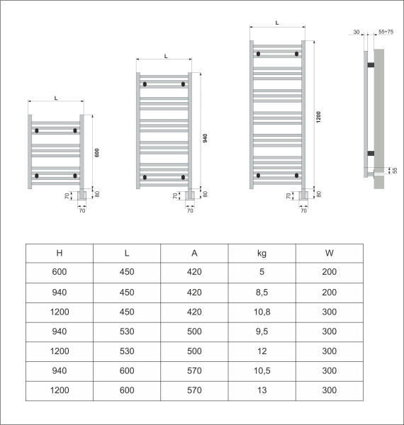 Полотенцесушитель электрический Neoinox BRAS 1200x530 POL хром