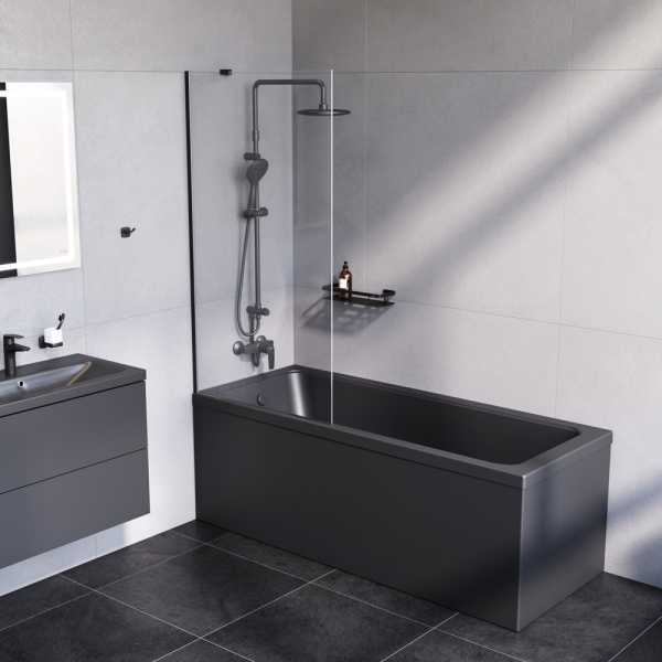 Шторка для ванны 80х140 AM.PM Gem W90BS-080-140BT черный