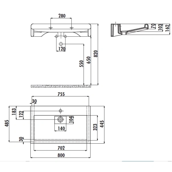 Раковина 80x48,5 см Creavit Epic EP080-00CB00E-0000