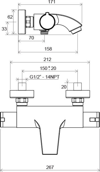Смеситель для душа Ravak TE 082.00/150 X070046