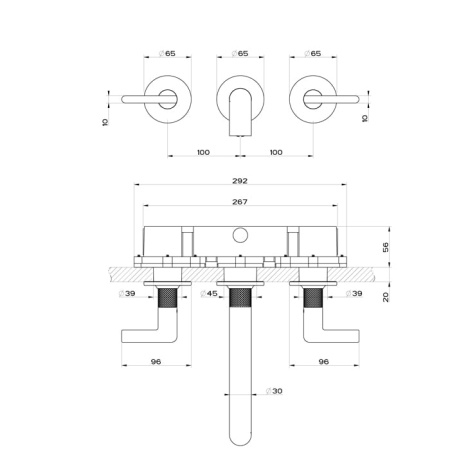 Смеситель для раковины Gessi Inciso 58090#299 черный матовый