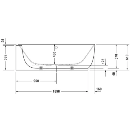 Акриловая ванна 185x95 см L Duravit Luv 700431000000000