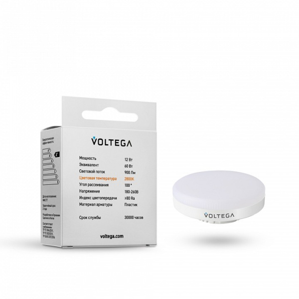 Лампа светодиодная Voltega  GX53 12Вт 2800K 7774