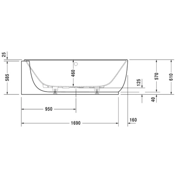 Акриловая ванна 185x95 см L Duravit Luv 700431000000000