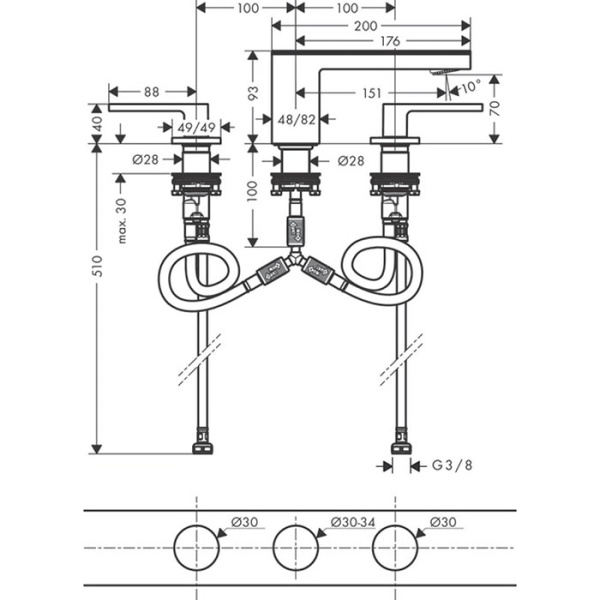 Смеситель для раковины Axor MyEdition 47050600 хром/черное стекло